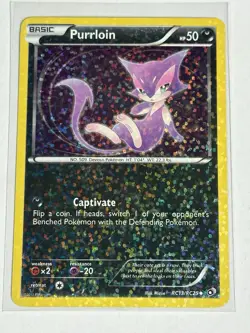 2013 PURRLOIN RC13/RC25 Legendary Treasures Pokemon Radiant Collection HOLO NM - Image 1