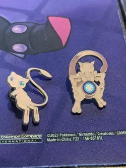 Pokemon Official 2 Pin Set - Mew + Mewtwo Pins Hidden Fates Pin Collection - Image 1