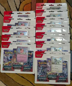 Pokemon TCG: Temporal Forces 3-Pack Blisters: Cleffa(5)+Cyclizar(7) Sealed Lot - Image 1