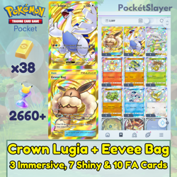 Pokemon TCG (Trading Card Game) Pocket 2 Crown Lugia + Eevee Bag + 2650 Pack HG - Image 1