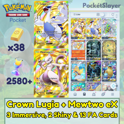 Pokemon TCG (Trading Card Game) Pocket 2 Crown Lugia + Mewtwo + 2580 Pack HG - Image 1