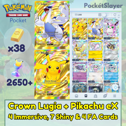 Pokemon TCG (Trading Card Game) Pocket 2 Crown Lugia + Pikachu + 2650 Pack HG - Image 1