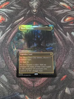 Three Tree City Borderless Foil MTG Bloomburrow Rare 0338 NM *MINTY* - Image 1