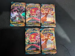 Darkness Ablaze Pokemon TCG - 5 Sealed Booster Packs - Image 1