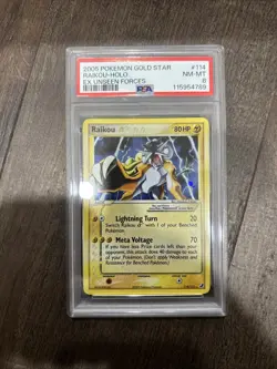 Pokemon 2005 Gold Star Raikeou-Holo EX Unseen Forces PSA 8 - Image 1