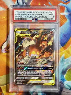 2019 Pokemon Reshiram & Charizard GX SM201 Black Star Promo PSA 9 MINT - Image 1