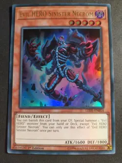 Yugioh Evil HERO Sinister Necrom LED5-EN014 Ultra Rare 1st Ed NM - Image 1