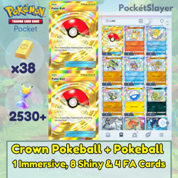 Pokemon TCG (Trading Card Game) Pocket 2 Crown Pokeball + Pokeball 2530+ Pack HG - Image 1