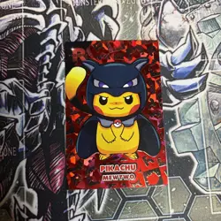 Poncho Pikachu Mewtwo Red Cracked Ice Holo Pokemon Card Database Team Rocket - Image 1