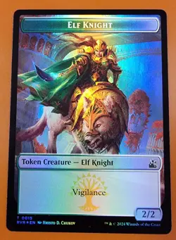 1x Elf Knight & Wurm (0013) | FOIL TOKEN | Ravnica Remastered | MTG Magic Cards - Image 1