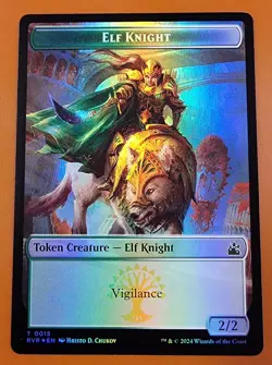 1x Elf Knight & Spirit (0004) | FOIL TOKEN | Ravnica Remastered | MTG Magic - Image 1