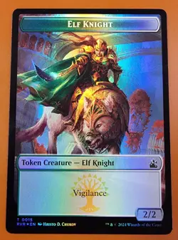 1x Elf Knight & Soldier (0016) | FOIL TOKEN | Ravnica Remastered | MTG Magic - Image 1