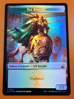 1x Elf Knight & Rhino (0011) | FOIL TOKEN | Ravnica Remastered | MTG Magic Cards - Image 1