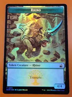 1x Elf Knight & Rhino (0011) | FOIL TOKEN | Ravnica Remastered | MTG Magic Cards - Image 2