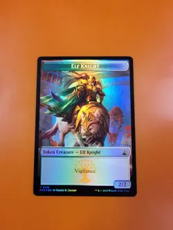 1x Elf Knight & Rhino (0011) | FOIL TOKEN | Ravnica Remastered | MTG Magic Cards - Image 3