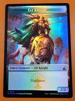 1x Elf Knight & Domri Rade (0020) | FOIL TOKEN | Ravnica Remastered | MTG Magic - Image 1