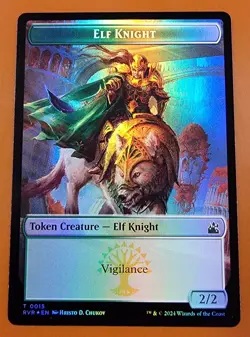 1x Elf Knight & Beast (0014) | FOIL TOKEN | Ravnica Remastered | MTG Magic Cards - Image 1