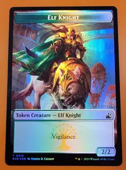 1x Elf Knight & Angel (0002) | FOIL TOKEN | Ravnica Remastered | MTG Magic Cards - Image 1