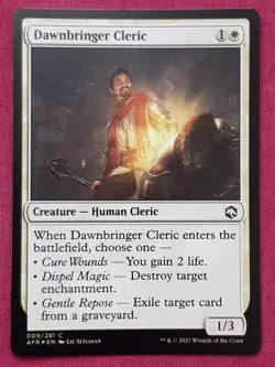 Magic The Gathering ADVENTURES IN FORGOTTEN REALMS FOIL DAWNBRINGER CLERIC MTG - Image 1
