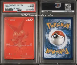 2025 POKEMON WHT EN-WHITE FLARE BLACK WHITE RARE #172 VICTINI PSA 10 - Image 3