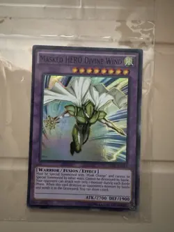 Yugioh Masked HERO Divine Wind SDHS-EN043 Super Rare Unlimited (NM) - Image 1