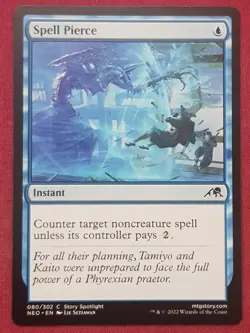 Magic The Gathering KAMIGAWA NEON DYNASTY SPELL PIERCE blue card MTG - Image 1