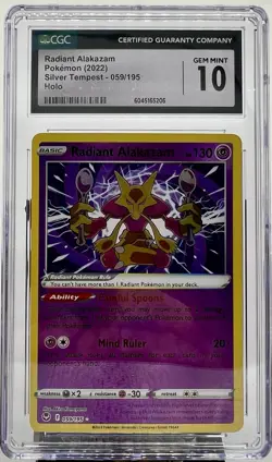 CGC 10 Radiant Alakazam 059/195 Silver Tempest Holo Pokemon Card - Image 1