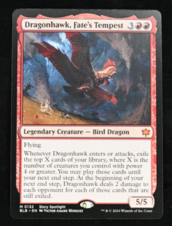 NM Foil Dragonhawk, Fate's Tempest, MTG, Bloomburrow, Magic the Gathering, 132 - Image 1