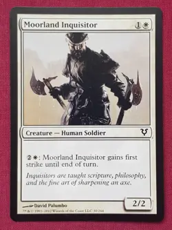 Magic The Gathering AVACYN RESTORED MOORLAND INQUISITOR white card MTG - Image 1