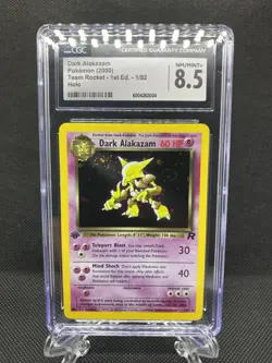 2000 Pokemon Team Rocket 1st Edition Dark Alakazam Holo Rare 1/82 CGC 8.5 Swirl - Image 1