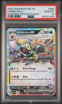 2025 POKEMON PRE EN-PRISMATIC EVOLUTIONS #060 UMBREON EX PSA 10 #362 - Image 1