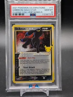 2021 Pokemon Celebrations 17/17 Umbreon Gold Star PSA 10 Classic Collection - Image 1