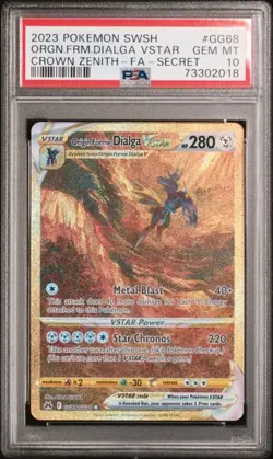 *DAMAGED* 2023 Pokemon Crown Zenith Origin Forme Dialga Vstar #GG68 PSA 10 - Image 1