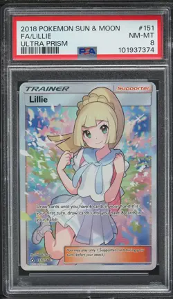 2018 Pokemon Ultra Prism Full Art Lillie #151 PSA 8 - Image 1