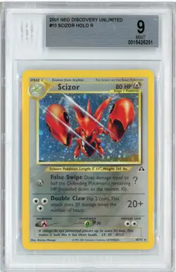 2001 Pokemon Neo Discovery Holo Scizor #10 BGS 9 - Image 1