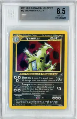 2001 Pokemon Neo Discovery Holo Tyranitar #12 BGS 8.5 - Image 1