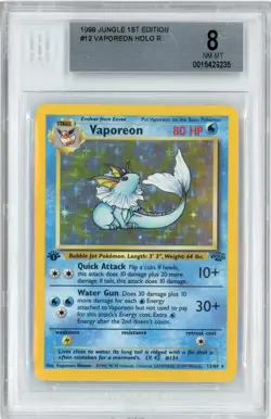 1999 Pokemon Jungle 1st Edition Vaporeon #12 BGS 8 - Image 1