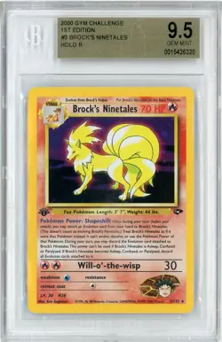 2000 Pokemon Gym Challenge 1st Edition Brock's Ninetales #3 BGS 9.5 - Image 1