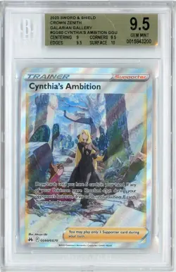 2023 Pokemon Crown Zenith Galarian Gallery Cynthia's Ambition #GG60 BGS 9.5 - Image 1