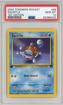 2000 Pokemon Team Rocket 1st Edition Squirtle #68 PSA 10 - Image 1