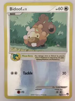 REVERSE HOLO Bidoof 73/123 PL / LP - Mysterious Treasures Pokemon Card - Image 1