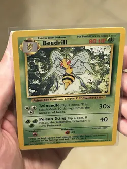 1999 POKEMON TCG Beedrill 017/102 Base Set WOTC Rare Unlimited Vintage Card LP - Image 5