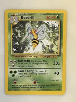 1999 POKEMON TCG Beedrill 017/102 Base Set WOTC Rare Unlimited Vintage Card LP - Image 1