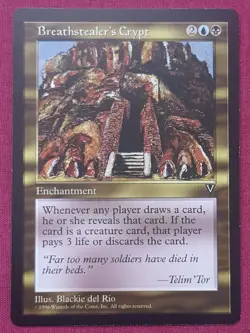 Magic The Gathering VISIONS BREATHSTEALER'S CRYPT blue/black card MTG - Image 1