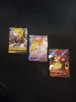 Lot Of 3 Pokemon Sword And Shield Cards Featuring Lance's Charizard V Promo Card - Image 1