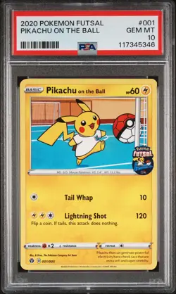 2020 POKEMON FUTSAL #001 PIKACHU ON THE BALL PSA 10 - Image 1