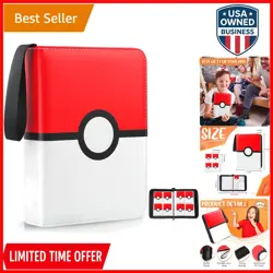 Trading Card Binder 4 Pocket Leather Holder Fits 400 Cards with Sleeves - Image 1