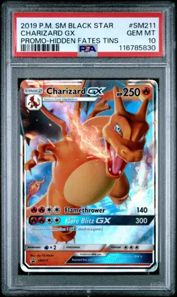 2019 Pokemon S&M Hidden Fates Black Star Promo Charizard GX #SM211 PSA 10 GEM MT - Image 1