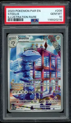 2023 PSA 10 Pokemon Paradox Rift Steelix Illustration Rare IR 208/182 Card Gem - Image 1