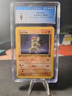 Pokemon Machop 2000 Team Rocket 1st Edition 59/82 Trading Card CGC Graded Mint 9 - Image 1